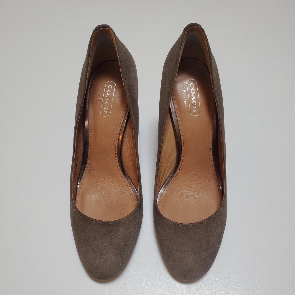Coach Ophelia Suede Embossed block heels